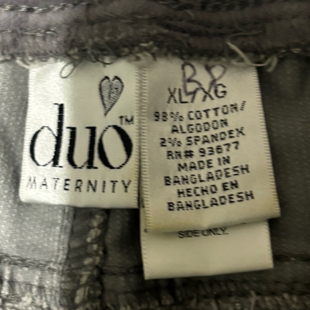 Duo Maternity Gray Corduroy Bootcut Pants XL Stretch Pull On Wide Leg - Picture 3 of 4